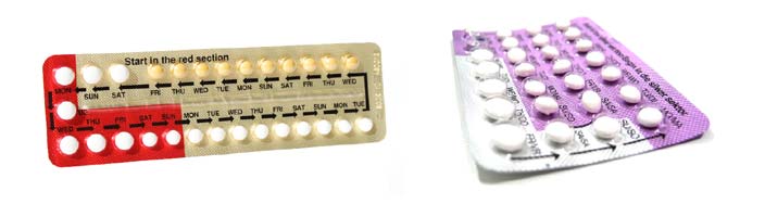 Two packets of the female contraceptive pill